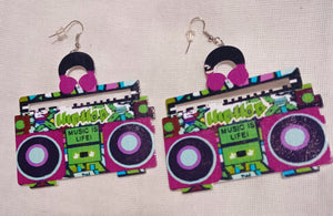 Vintage Style Hip Hop Boombox Wooden Earrings Kargo Fresh