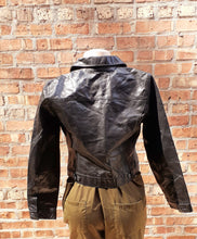 Load image into Gallery viewer, Vintage The Gap Black Leather Moto Jacket Small Kargo Fresh
