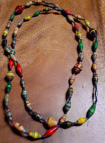 Vintage Ugandan Paper Bead Layering Necklace Kargo Fresh
