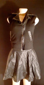 Vintage Vegan leather Skater Skirt and Moto Vest Set Kargo Fresh