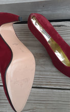 Load image into Gallery viewer, Vintage Walter Steiger Red Velvet Heels Pumps US 9 B Gold Sole. Kargo Fresh
