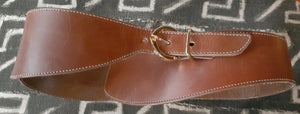 Vintage Wide Antique Saddle Leather Belt Size Medium Kargo Fresh