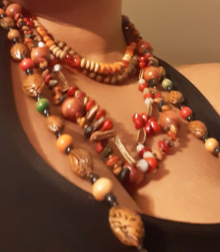 Vintage Wooden Bead Handmade Bohemian Necklace Set of 4 Kargo Fresh