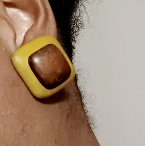 Vintage Wooden Clip On Stud Earrings Kargo Fresh