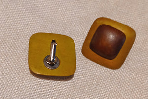 Vintage Wooden Clip On Stud Earrings Kargo Fresh