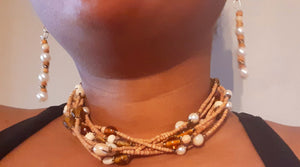 Vintage Wooden and Pearl Necklace Set Kargo Fresh