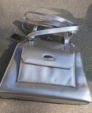 Load image into Gallery viewer, Vintage Y2K style Silver Vinyl Kisslock Purse Kargo Fresh
