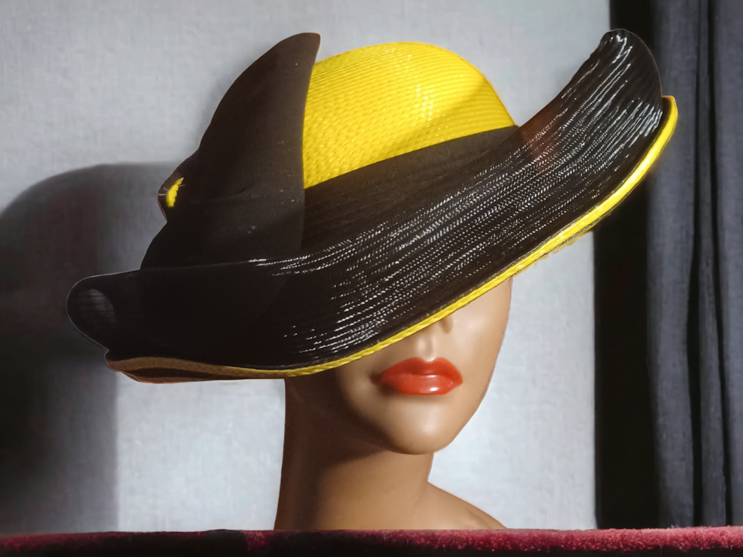 Vintage black and yellow derby hat Rare Kargo Fresh
