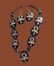 Load image into Gallery viewer, Vintage bovine wood and brass Ankh Necklace Set Kargo Fresh
