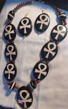 Load image into Gallery viewer, Vintage bovine wood and brass Ankh Necklace Set Kargo Fresh
