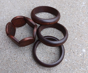 Vintage chunky wooden bangle set of 4 Kargo Fresh