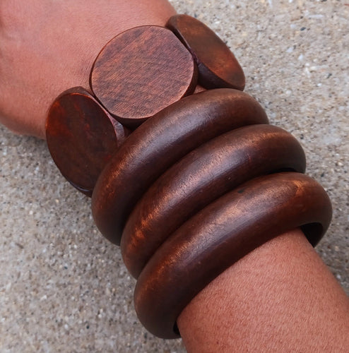 Vintage chunky wooden bangle set of 4 Kargo Fresh