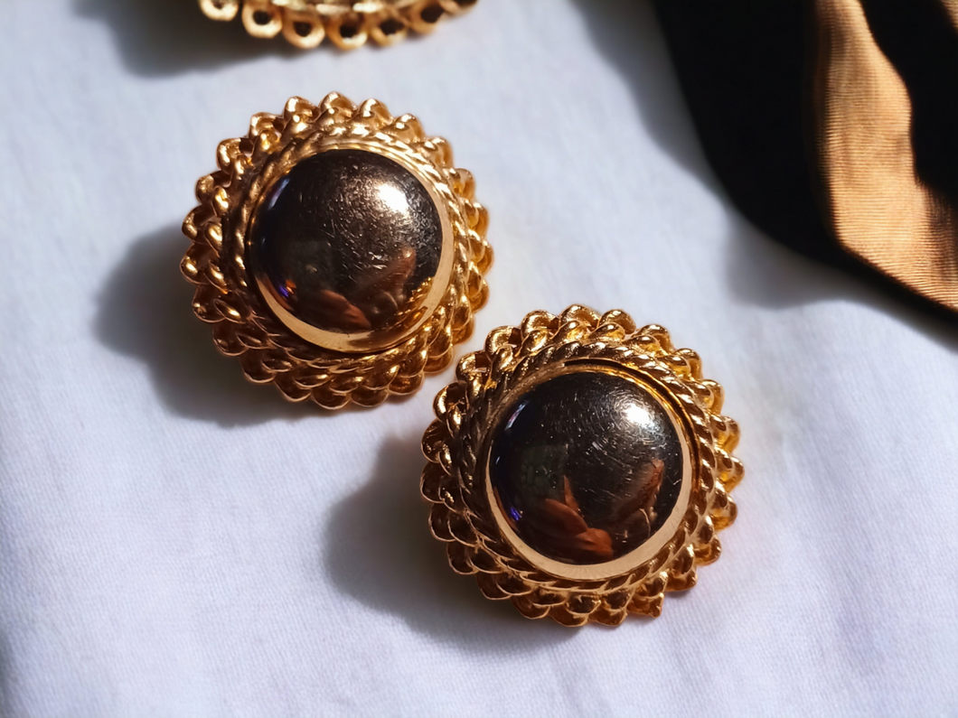 Vintage clip on gold button studs 1980s Kargo Fresh