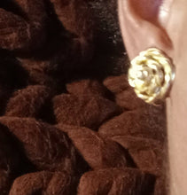 Load image into Gallery viewer, Vintage clip on gold flower button studs 1980s Kargo Fresh
