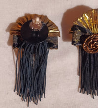 Load image into Gallery viewer, Vintage gold lame a d tassels clip on earrings 1980s Kargo Fresh
