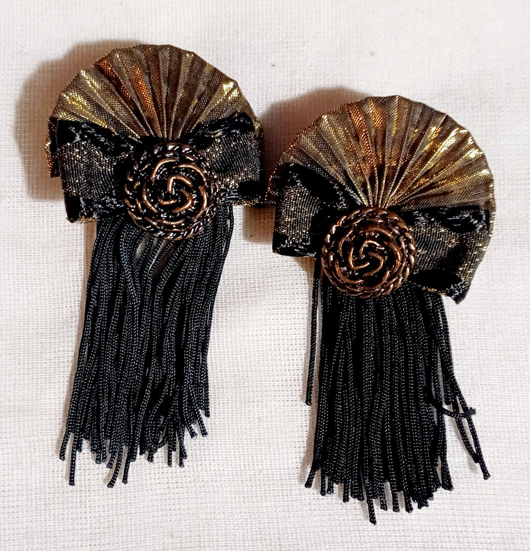 Vintage gold lame a d tassels clip on earrings 1980s Kargo Fresh