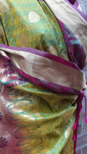 Load image into Gallery viewer, Vintage handmade Indian Silk Sari Gold Embroidered and glass beads Kargo Fresh
