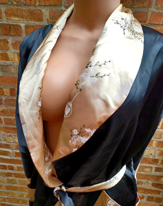 Vintage ladies Reversable Satin Kimono Robe L Kargo Fresh