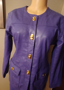 Vintage le baz purple leather skirt suit 14 Kargo Fresh