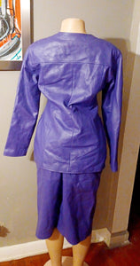 Vintage le baz purple leather skirt suit 14 Kargo Fresh