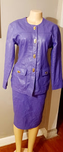 Vintage le baz purple leather skirt suit 14 Kargo Fresh