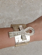 Load image into Gallery viewer, Vintage light gold Ankh Cuff Bracelet Kargo Fresh
