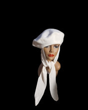 Load image into Gallery viewer, Vintage off white beret with attached scarf deadstock 1980s new Kargo Fresh
