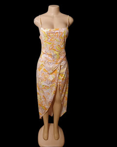 Vintage print bodycon maxi dress new large Kargo Fresh