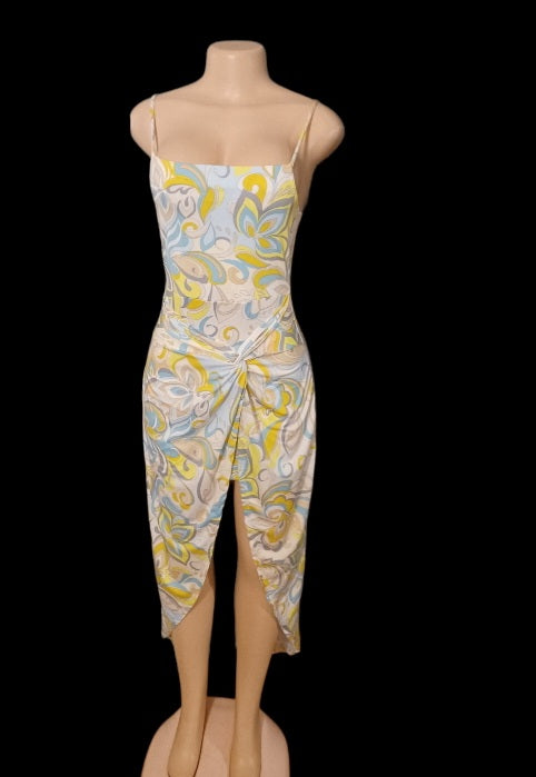 Vintage print bodycon maxi dress new small Kargo Fresh