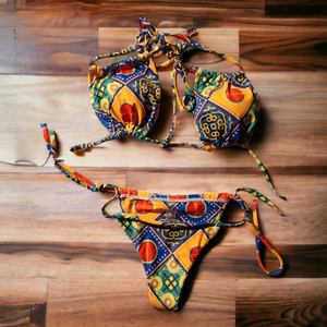 Vintage print strappy bikini Medium Kargo Fresh