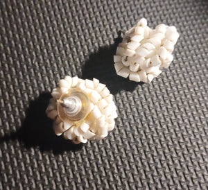 Vintage sequin stud  earrings white 1960s Kargo Fresh