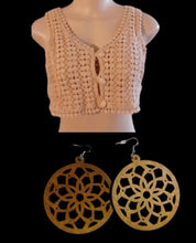 Load image into Gallery viewer, Vintage style crochet crop top and earrings set New small Kargo Fresh
