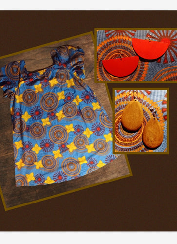 Vintage style kaftan dress and matching earrings new free size Kargo Fresh