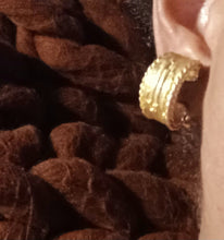 Load image into Gallery viewer, Vintage textured gold half hoop clip ons Kargo Fresh
