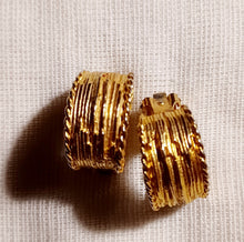 Load image into Gallery viewer, Vintage textured gold half hoop clip ons Kargo Fresh
