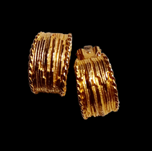 Load image into Gallery viewer, Vintage textured gold half hoop clip ons Kargo Fresh
