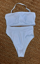 Load image into Gallery viewer, White High Waist Bandeau Bikini M Kargo Fresh
