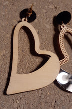 Load image into Gallery viewer, Wood and Acrylic Heart Dangle Earrings Kargo Fresh
