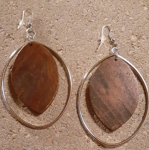 Wood and Metal Hoop Earrings Kargo Fresh