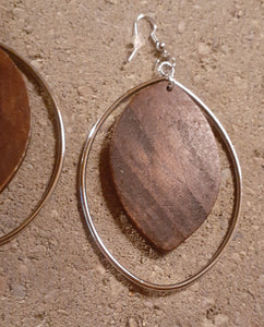 Wood and Metal Hoop Earrings Kargo Fresh