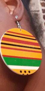 Wooden Abstract African print Earrings Kargo Fresh