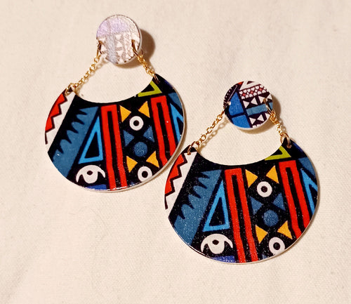 Wooden Abstract African print Earrings Kargo Fresh