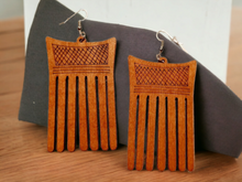 Load image into Gallery viewer, Wooden Afro Centric Afro Pick Earrings Kargo Fresh
