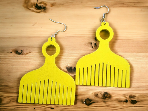 Wooden Afro Comb Earrings Kargo Fresh