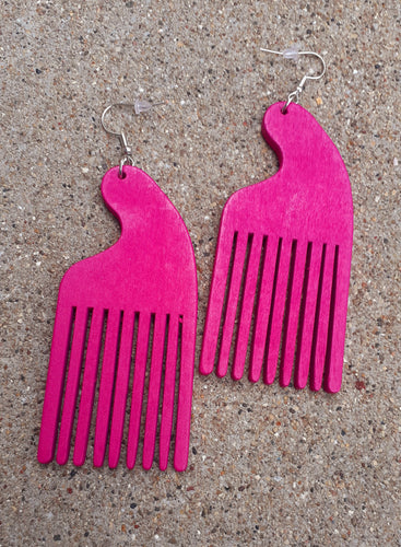 Wooden Afro Comb Earrings Kargo Fresh
