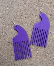 Load image into Gallery viewer, Wooden Afro Comb Earrings Kargo Fresh

