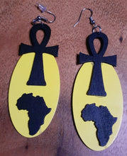 Load image into Gallery viewer, Wooden Ankh &amp; Africa  Earrings Kargo Fresh
