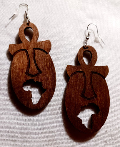 Wooden Ankh & Africa  Earrings Kargo Fresh