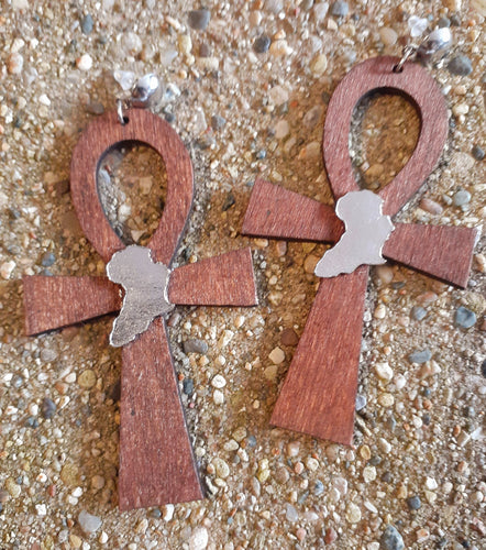 Wooden Ankh & Africa  Earrings Kargo Fresh