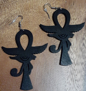 Wooden Ankh & Eye of Horus  Earrings Kargo Fresh